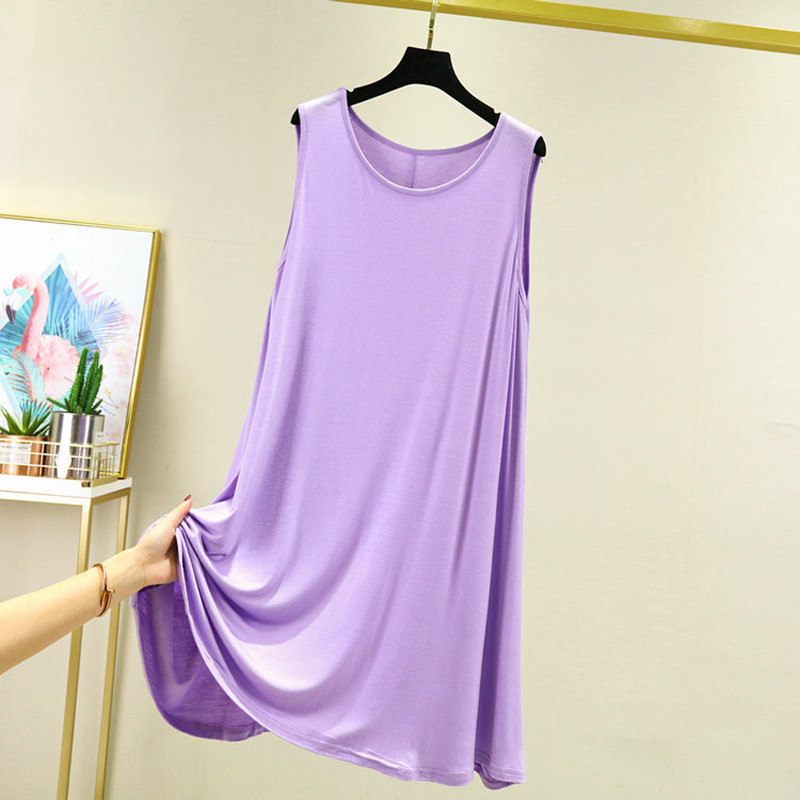 Summer Casual/Sexy Vest Nightwear For Women Elastic Nightdress Women’s Cotton O-Neck Sleeveless Fashion Modal Dress Big Size alx