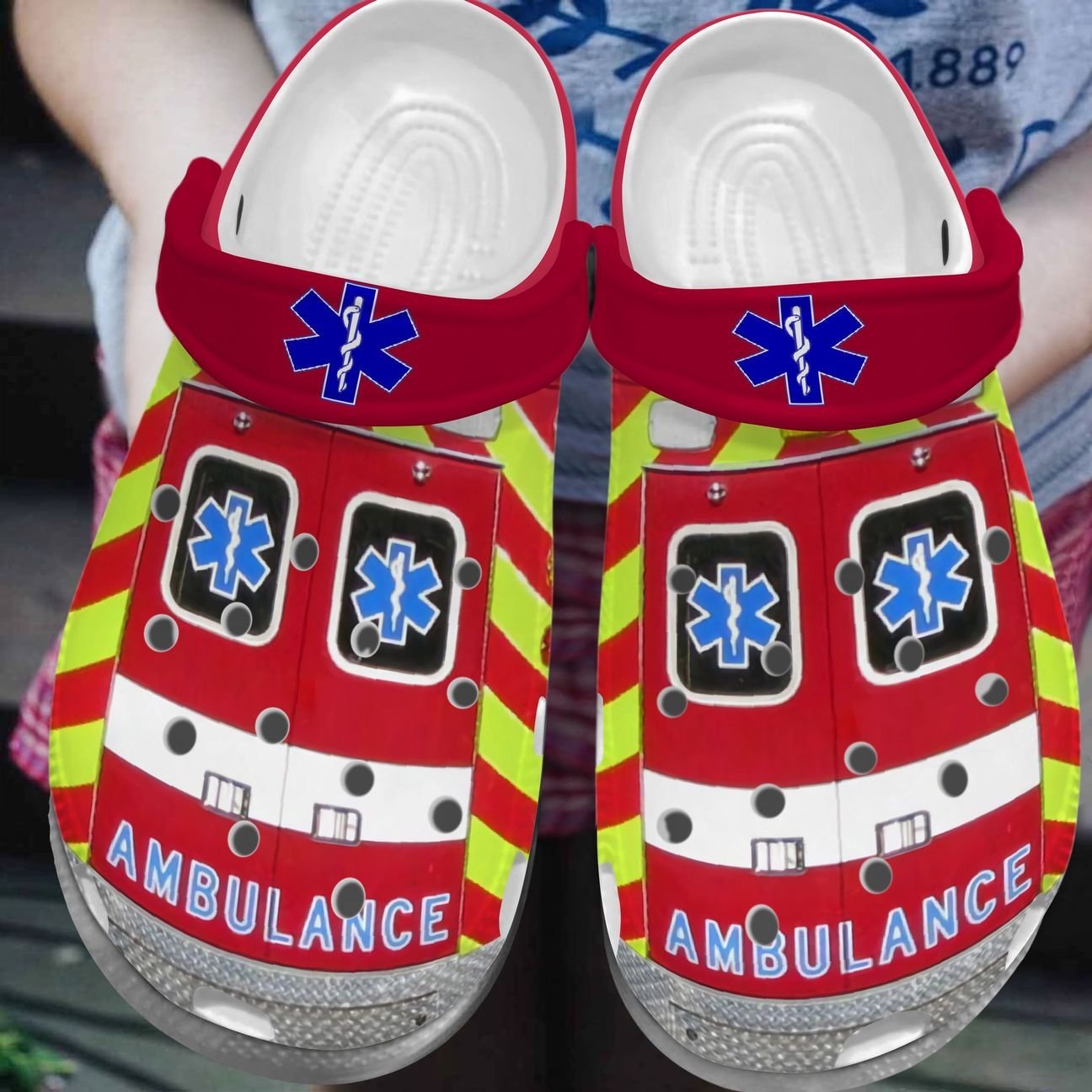 Ems Personalize Clog, Emergency Medical Services Custom Name, Text, Fashion Style For Women, Men, Kid, Print 3D Ambulance Collection Q