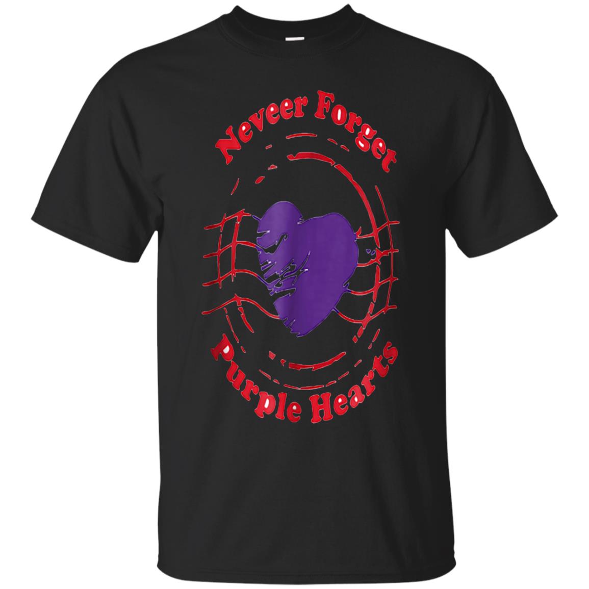 purple heart day t-shirt – never forget purbpe hearts