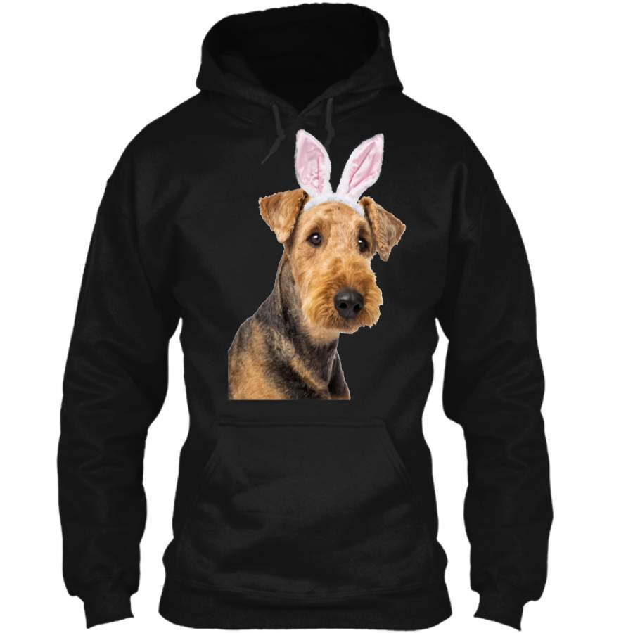 Airedale Terrier Wearing Easter Bunny Ears Dog T-Shirt Pullover Hoodie 8 oz