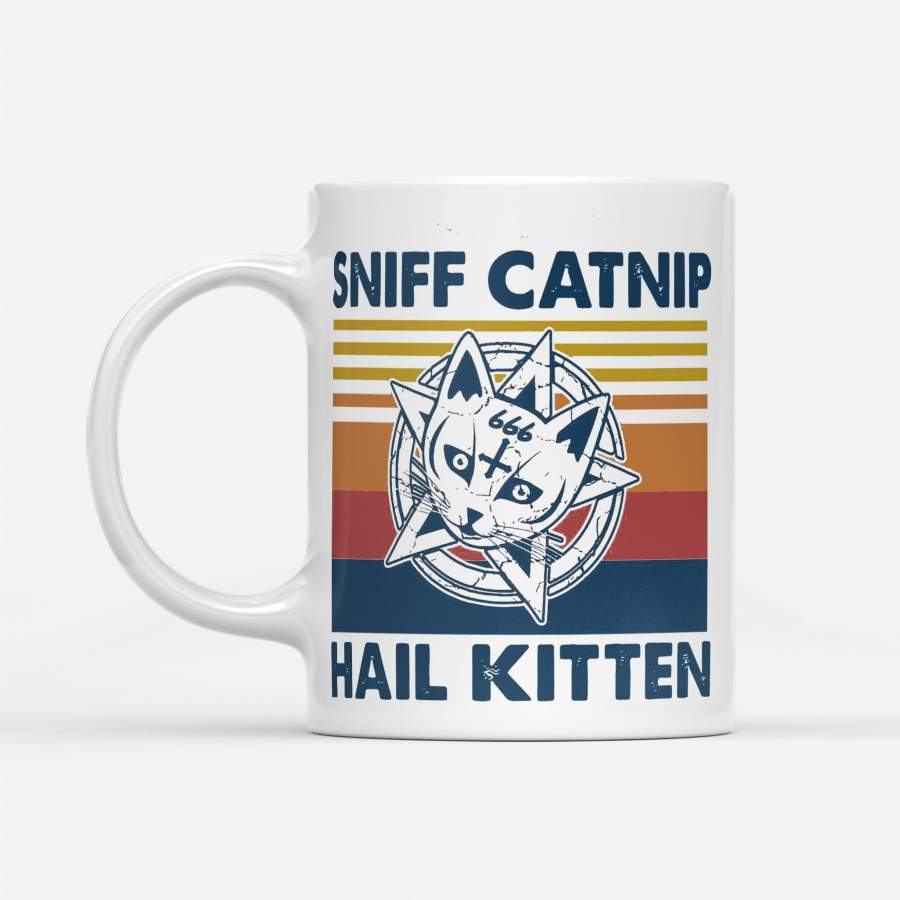 Sniff Catnip Hail Kitten Vintage – White Mug