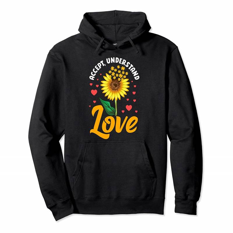 Accept Understand Love Sunflower Autism Awareness Gift Pullover Hoodie