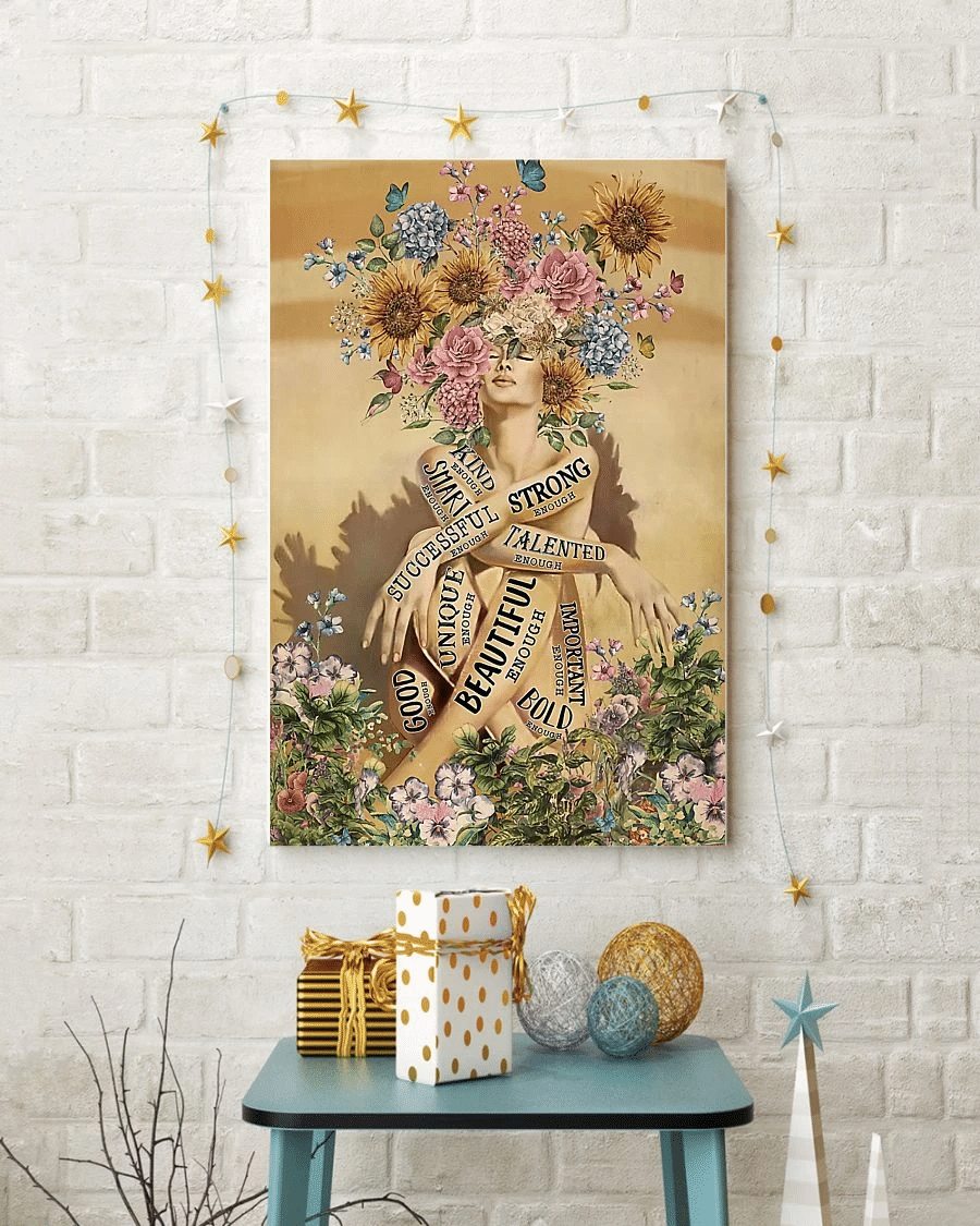 Garden Strong Girl Kind Successful Smart Poster Canvas – Flowers Vintage Home Decor Wall Art Evg80779