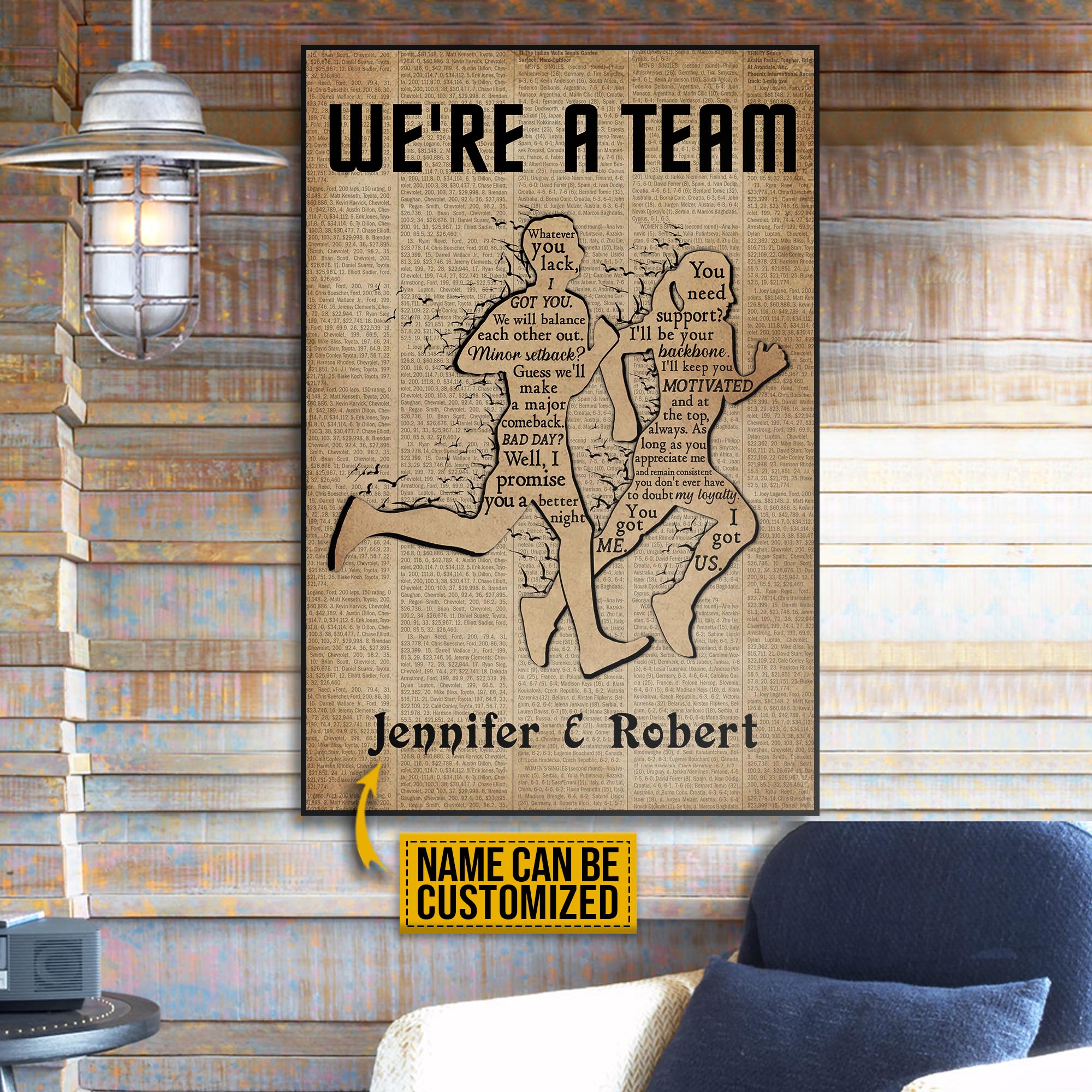 Personalized Running Couple We’re A Team Customized Poster