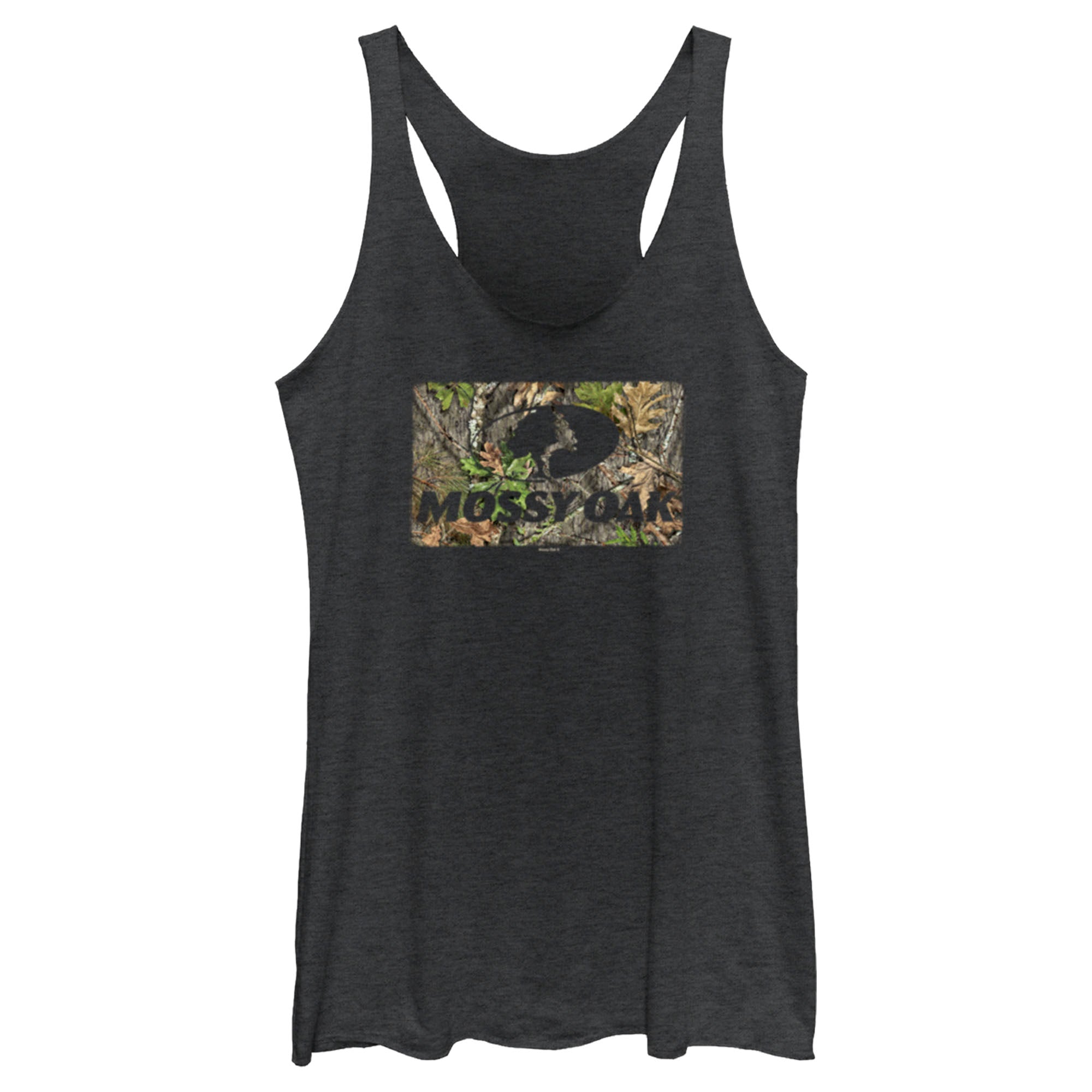 Women’S Mossy Oak Black In The Woods Logo Racerback Tank Top