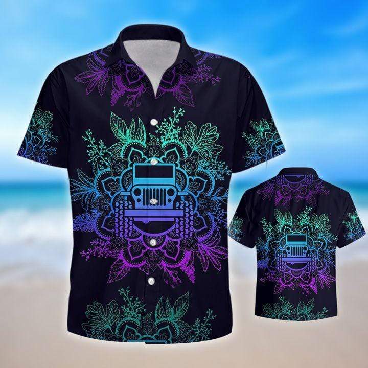 Awesome Jeep Mandala Ombre purple black Aloha Hawaiian Shirts