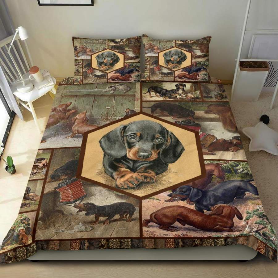 Dachshund Quilt Copy Bedding Duvet Cover And Pillowcase Set