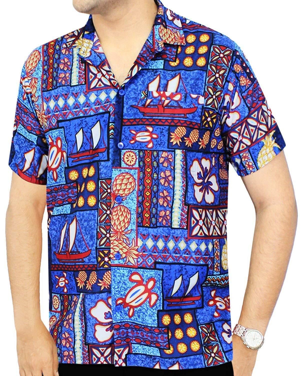 La Leela Men’s Aloha Hawaiian Shirt Short Sleeve Button Down Casual Beach Party