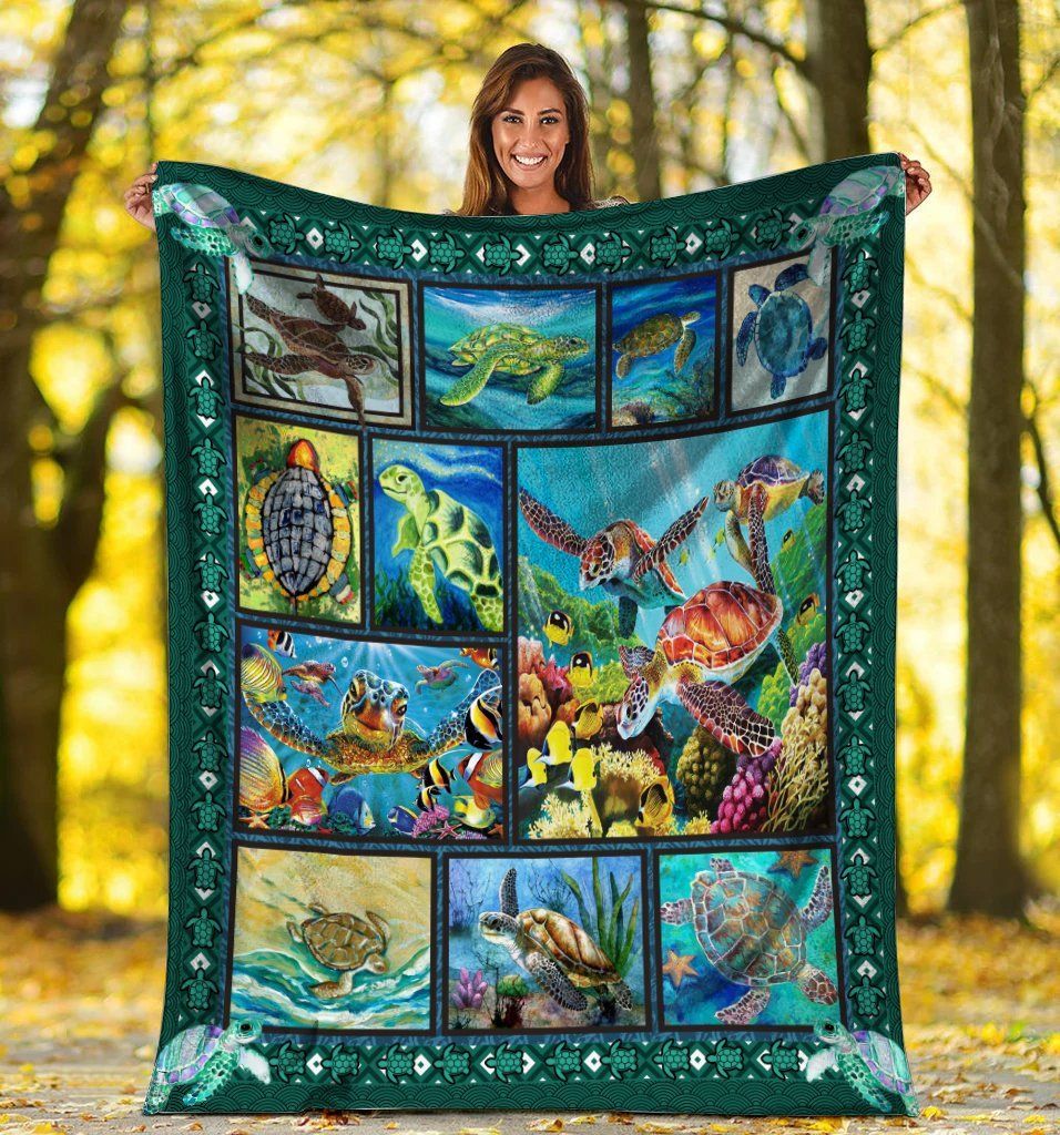 3D Sea Turtles Tortoise Ocean Animals Turtle Lover Gifts Cozy Fleece Blanket Sherpa Blanket