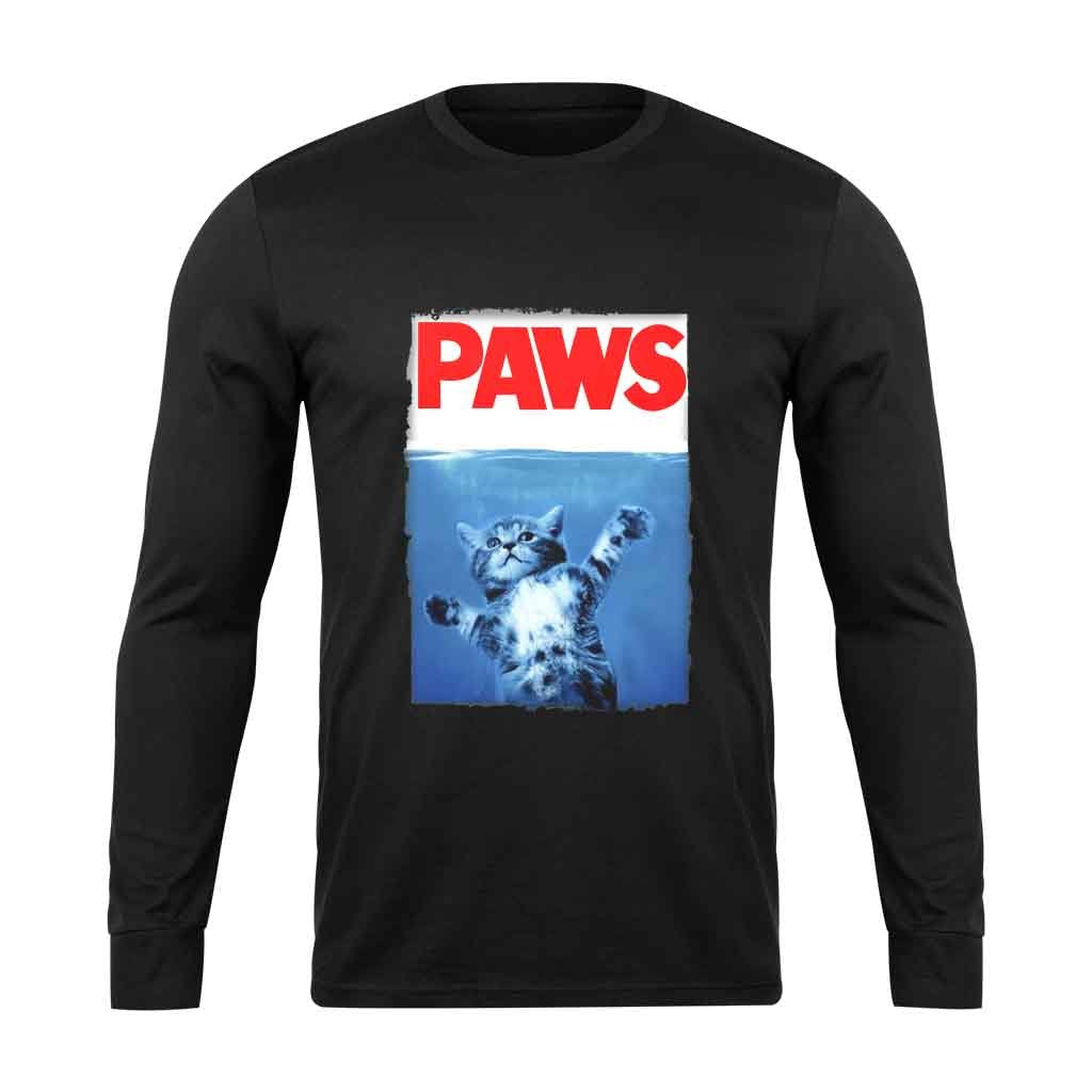 Paws Jaws Movie Kitten Kitty Cat Long Sleeve T-Shirt