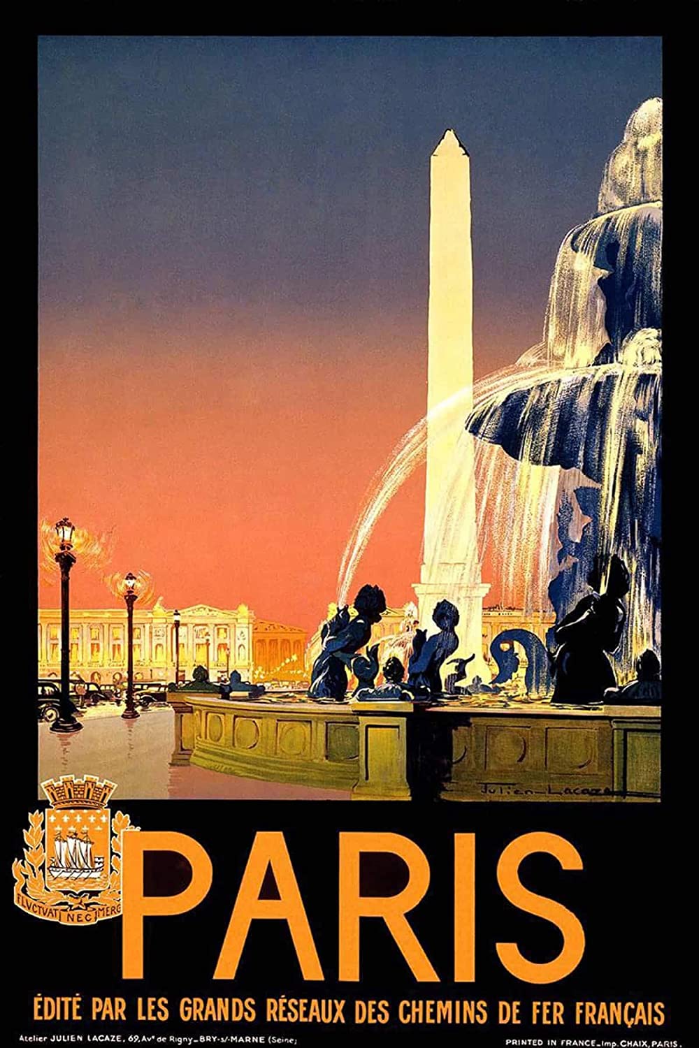 Vintage Travel – Paris Fountain Poster Art Print      Home Decor Gift For Men Women Family Friend On Birthday Xmas