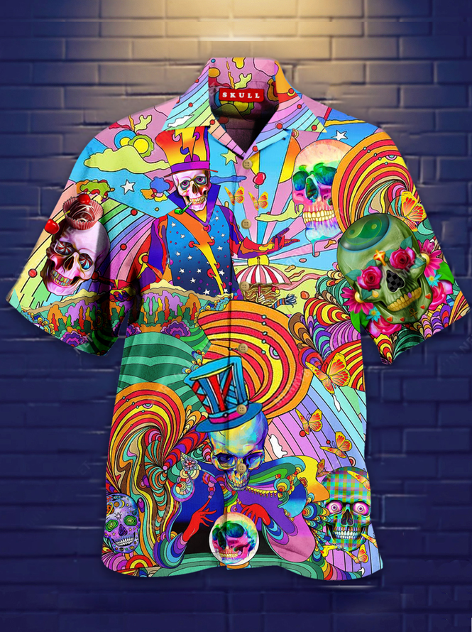 Colorful Magician Skulls Aloha Hawaii Shirts Unisex Ha39267