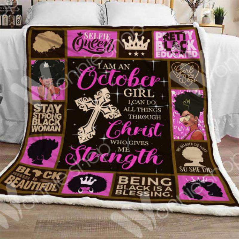 October Black Women Sherpa Blanket SEP2602 77O35