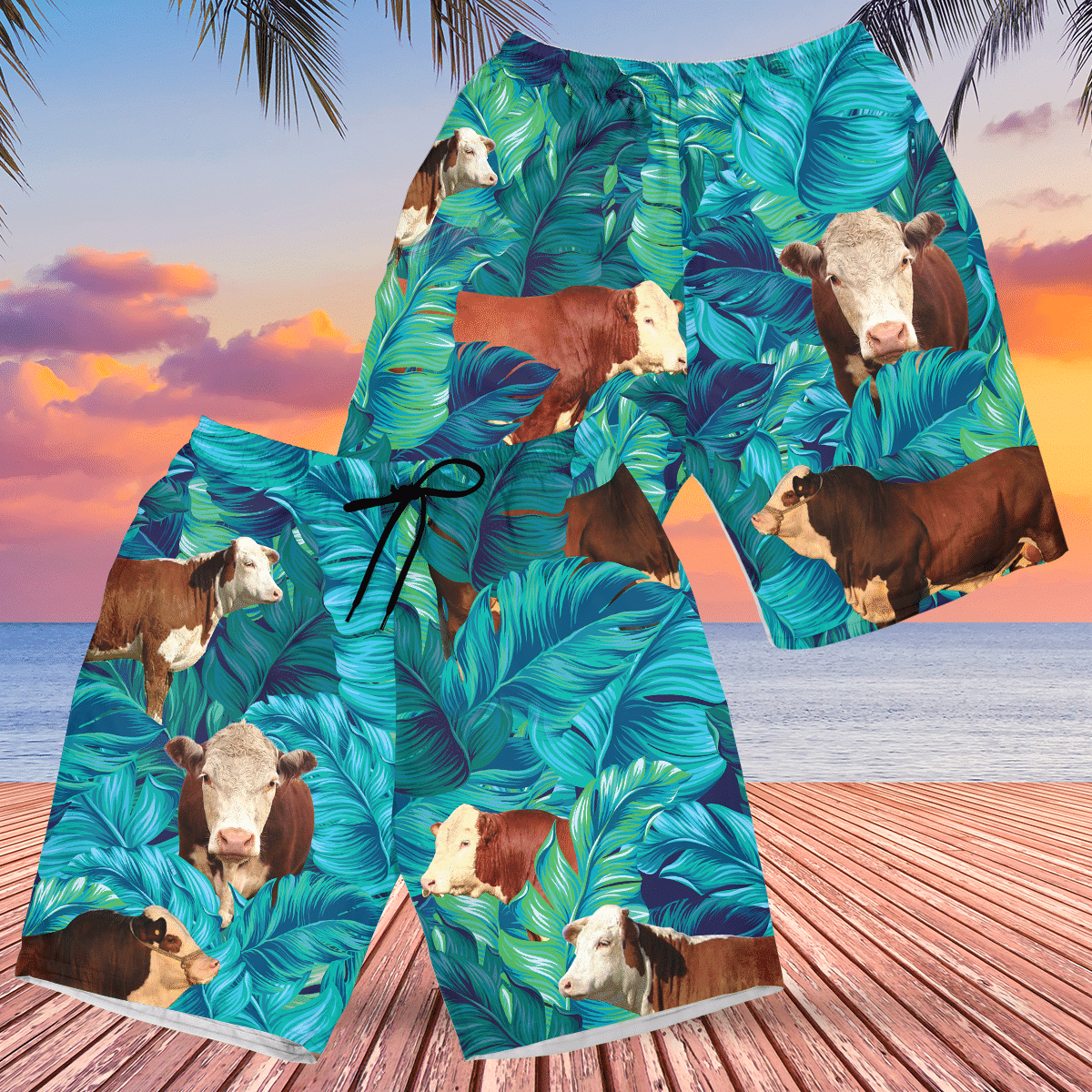 Men Hereford Cattle Lovers Hawaii Shorts Ha101876