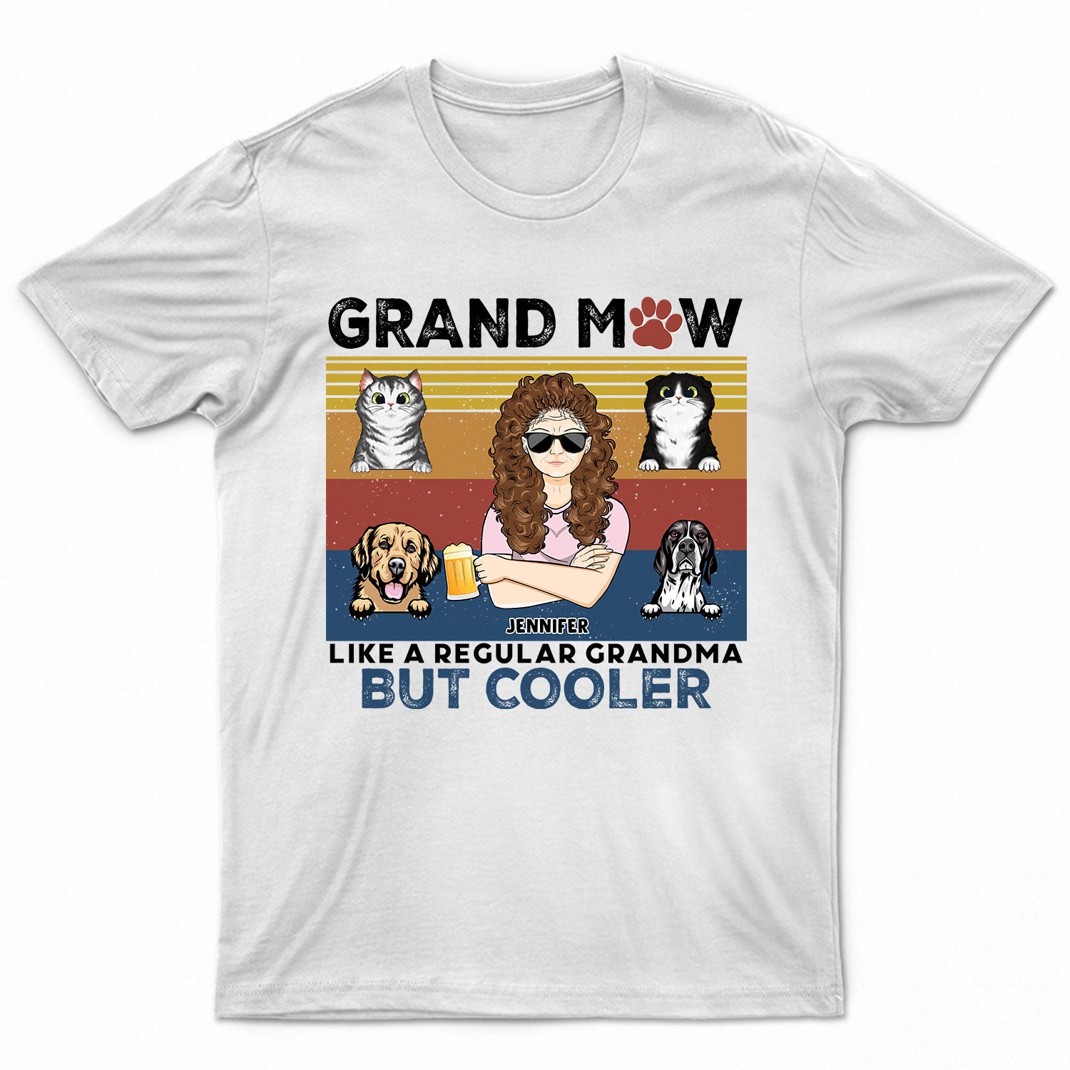 Pet Lovers Like A Regular Grandma Grandpa But Cooler – Gift For Dog Lovers & Cat Lovers – Personalized Custom T Shirt