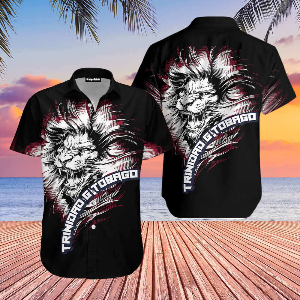 Trinidad And Tobago Lion Black Aloha Hawaiian Shirts For Men And Women | Wt5917