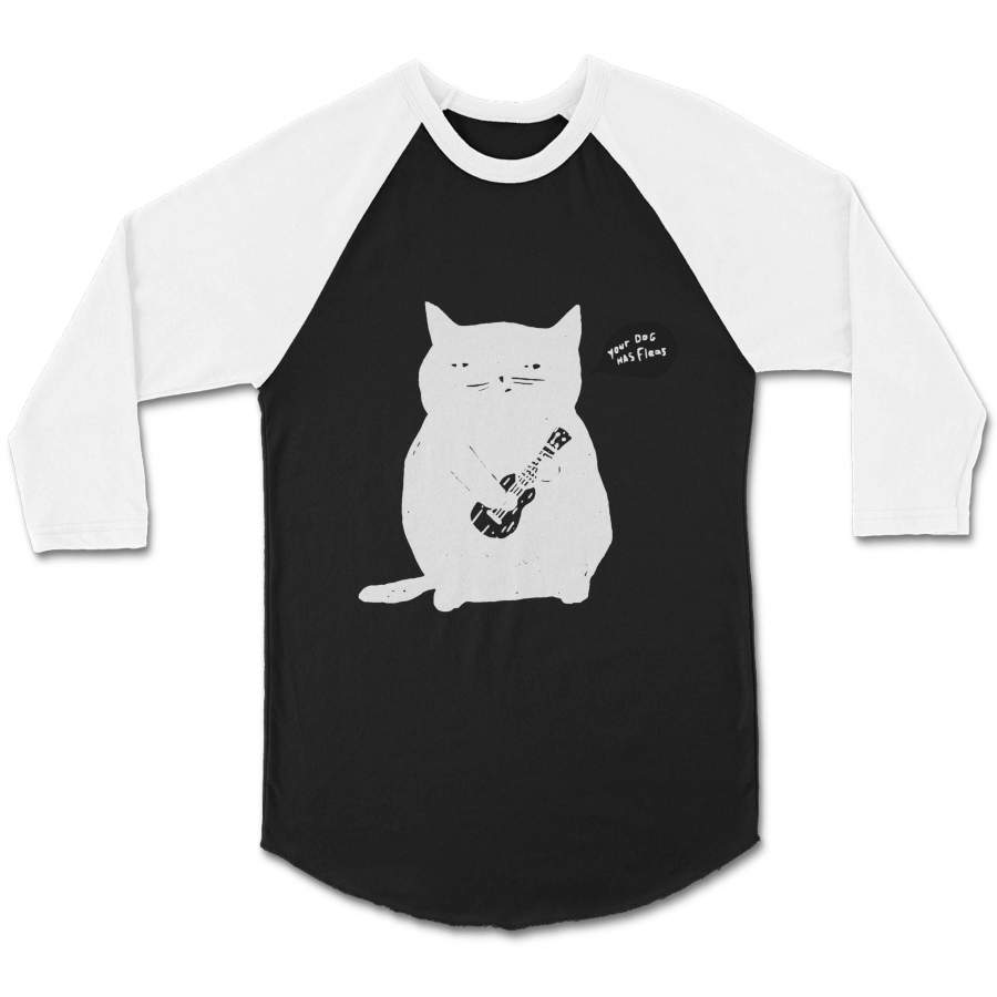 Cheeky Ukulele Cat My Dog Has Fleas Kitten CPY Unisex 3/4 Sleeve Baseball Tee T-Shirt