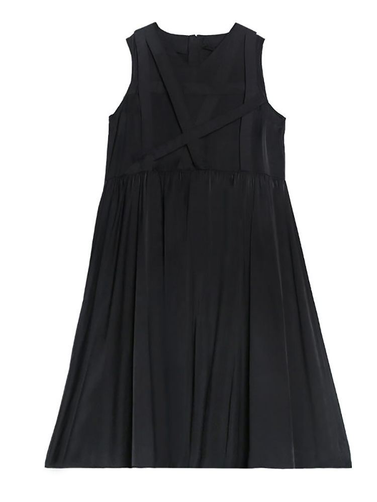 XITAO Black Sleeveless Dress Fashion New Women 2021 Spring Pleated Goddess Fan Casual Style Loose Dress ZP1590 alx