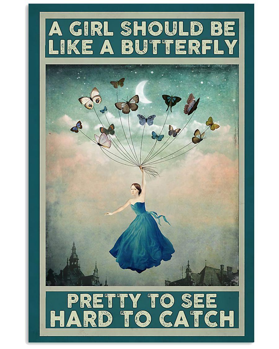 Butterfly Girl A Girl Should Be Like A Butterfly Pretty To See Hard To Catch – Best Idea Gift , Gift For Home Decor, Gift For Family – Horizontal Canvas Matte Canvas Wall Art