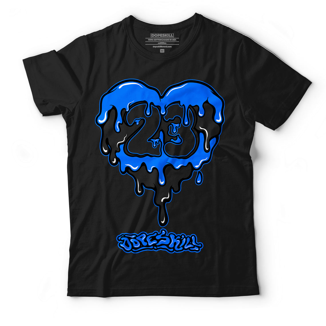 Yz 350 Boost V2 Dazzling Blue Dopeskill T-Shirt 23 Heart Drip Graphic