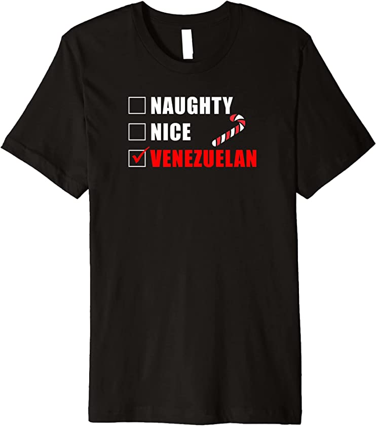 Naughty Nice Venezuelan Candy Cane Christmas Santa List Premium T-Shirt