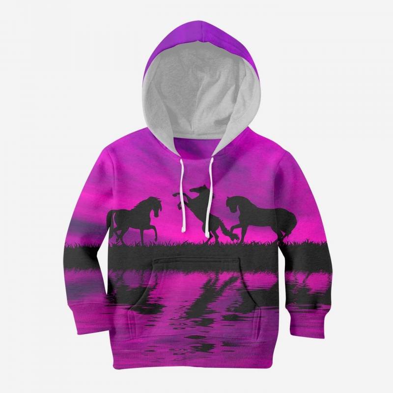 3D All Over Print Kid’s Animals Horse Hoodie