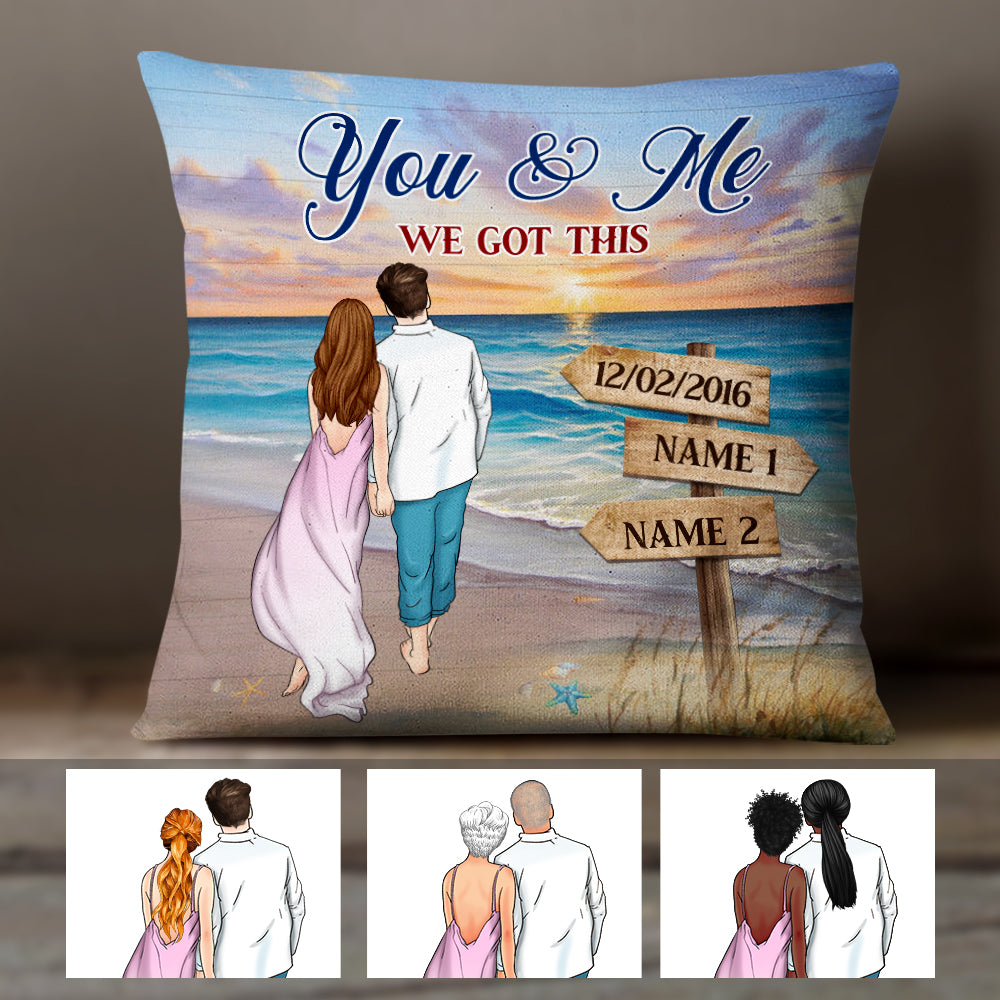 Personalized Summer Beach Couple Love Pillow Jn41 87O47 (Insert Included)