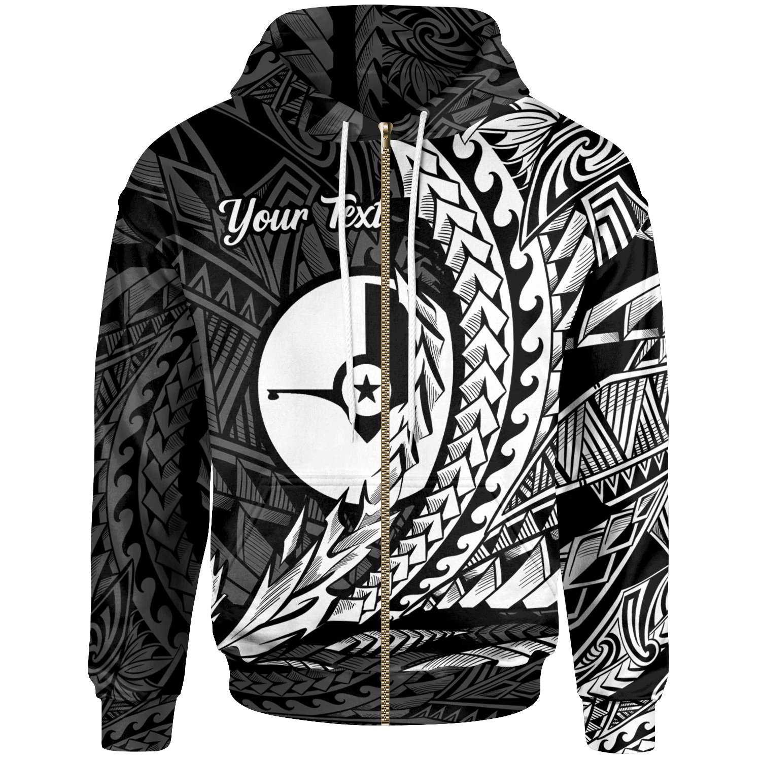 Yap State Zip Hoodie – White Custom Personalised Wings Style – BN01