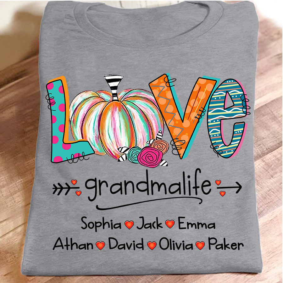 Love Grandma Life – Pumpkin | Personalized T-Shirt