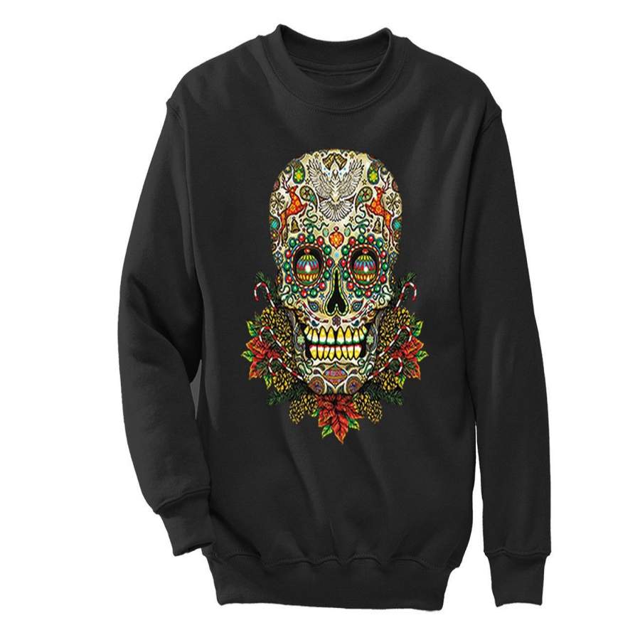 XtraFly Apparel Sugar Skull Tree Ugly Christmas Pullover Crewneck-Sweatshirt