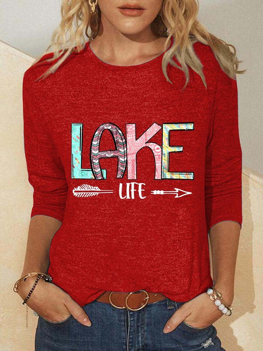 Women Lake Life Long Sleeve Tee