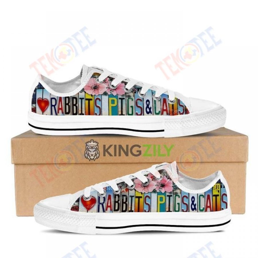 Mens Womens Love Rabbits Pigs Cats Low Top Shoes Custom Print Footwear Converse Sneakers TMT175