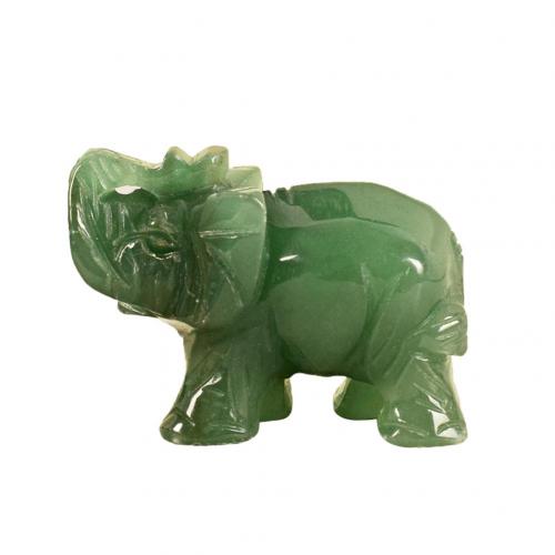 New 1Pc 3.8cm Hand Carved Artificial Natural Green Aventurine Jade Stone Elephant Statue Home Decoration Elephant Ornaments alx