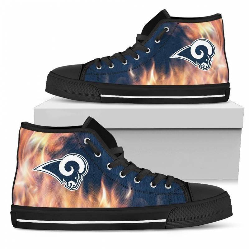 Fighting Like Fire Los Angeles Rams High Top Shoes #129