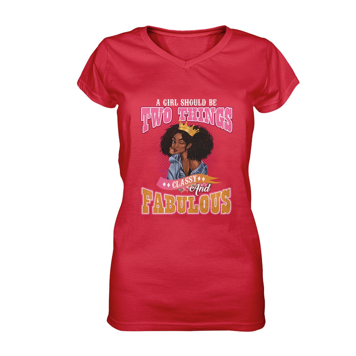 Classy N Fabulous Black Girl Ez13 0209 Women V-Neck T-Shirt