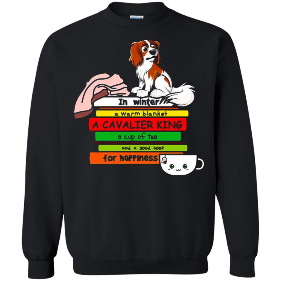 AGR In Winter A Cavalier King Book And Tea For Happiness Sweatshirt