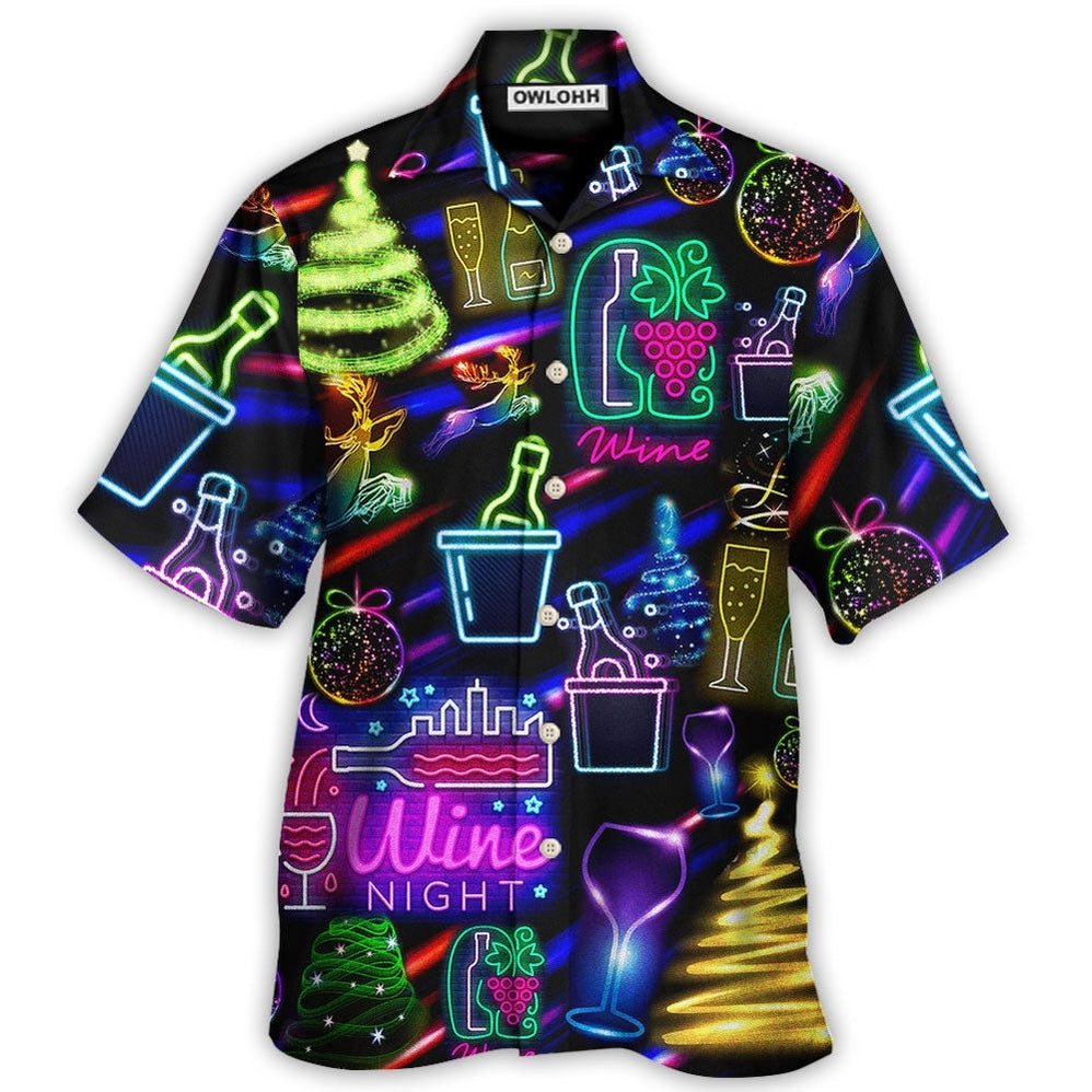 Wine Christmas Neon Art Drinking Hawaii Shirt Ha48619