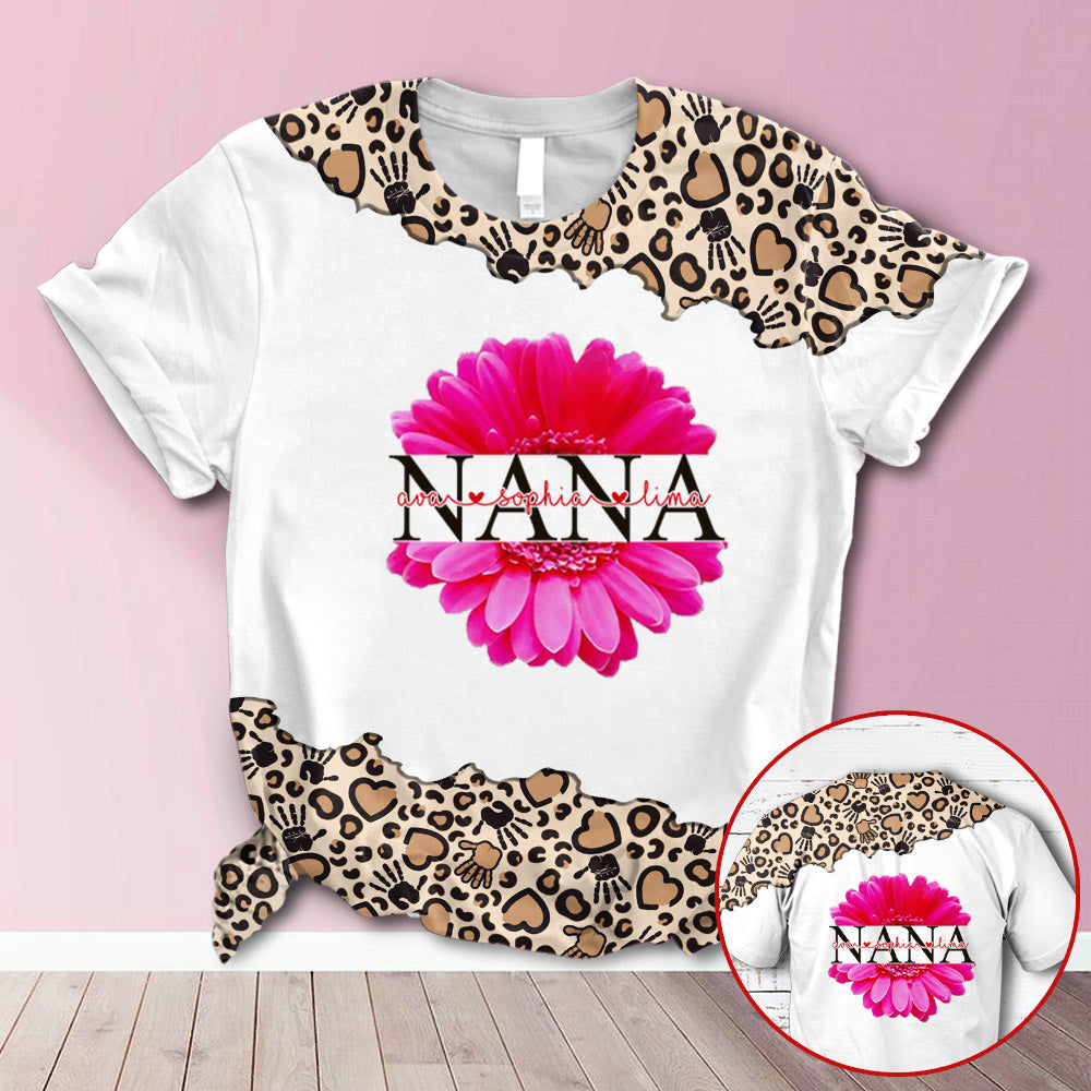 Personalized Nana Pink Flower Leopard All Over Print Shirts, 3D Hoodie, Sweatshirt, Shirt And Polo For Grandma Hn98 Trhn