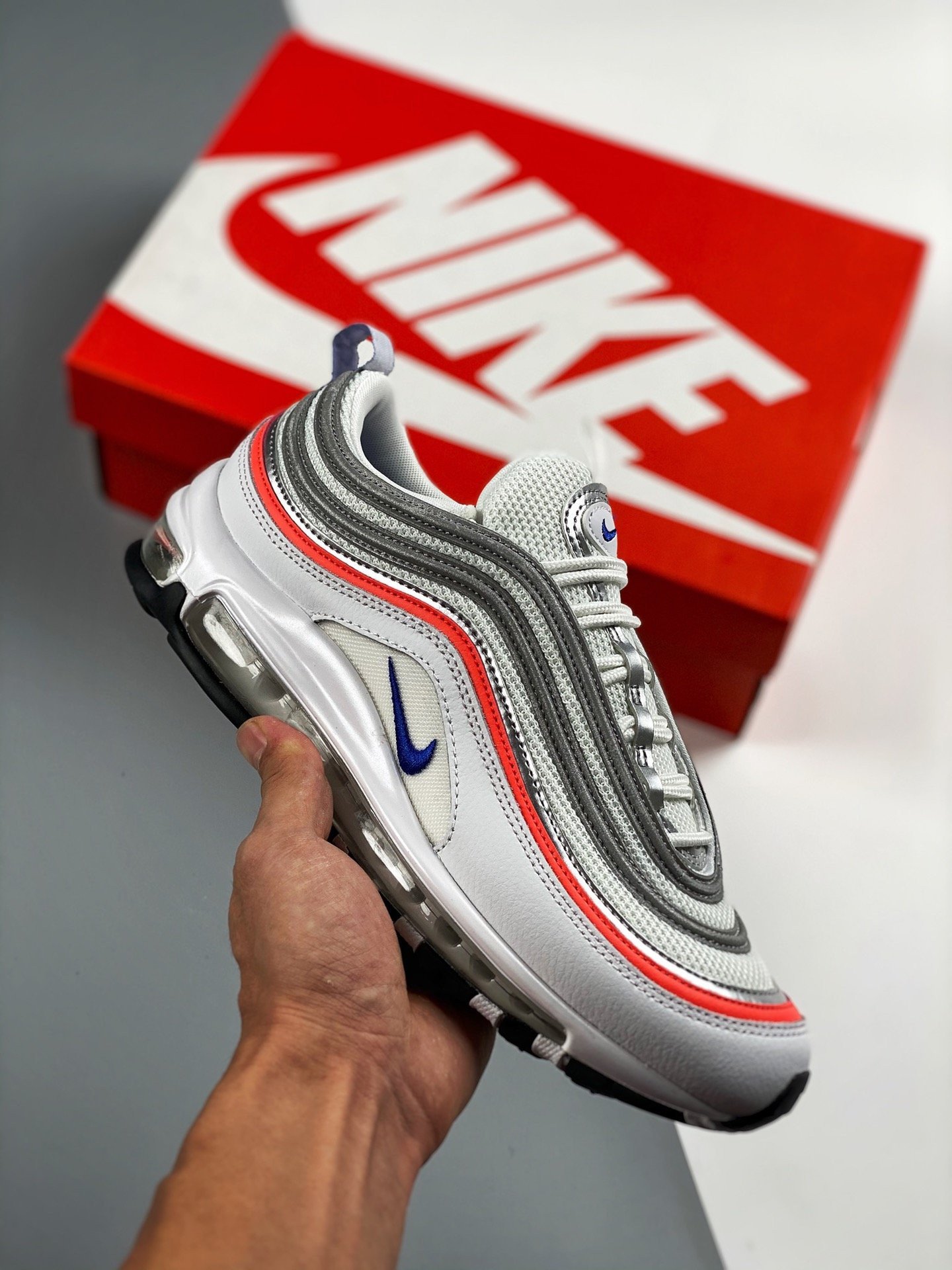 Nike Air Max 97 Silver Racer Blue Red CZ6087-101 5339579