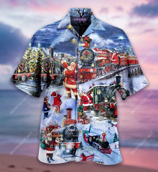 Train To Christmas Gifts Hawaiian Shirt Summer Beach Clothing Clothes For Men Women Ht