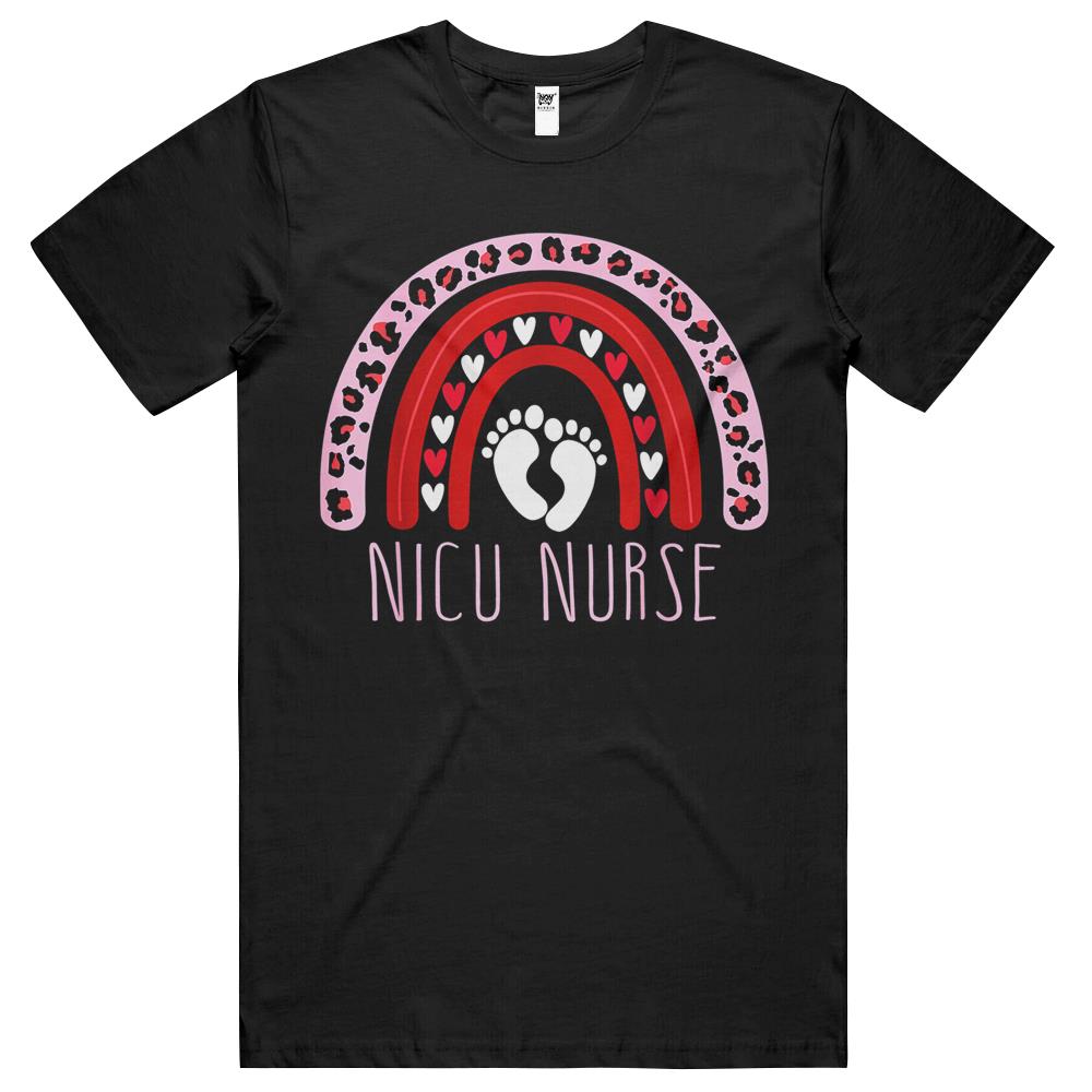 Cute Leopard Rainbow Nicu Nurse Valentines Day T Shirts