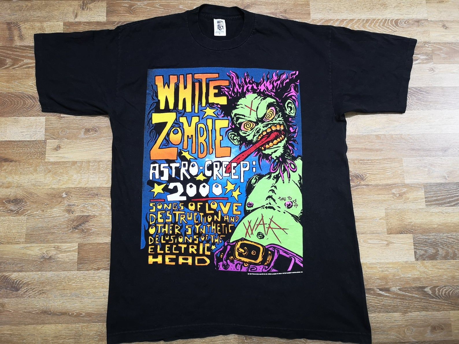 Rare True Vintage 90’S American Heavy Metal Band Zombie 1995 Astro Creep 2000 Promo Album T Shirt Geffen Records