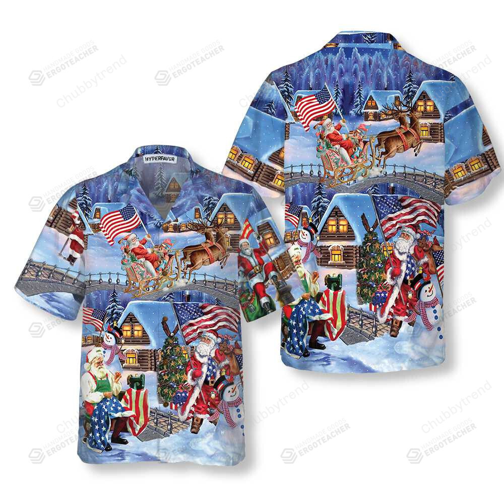 Christmas Holiday Santa Patriot Hawaii Shirt Ha69765