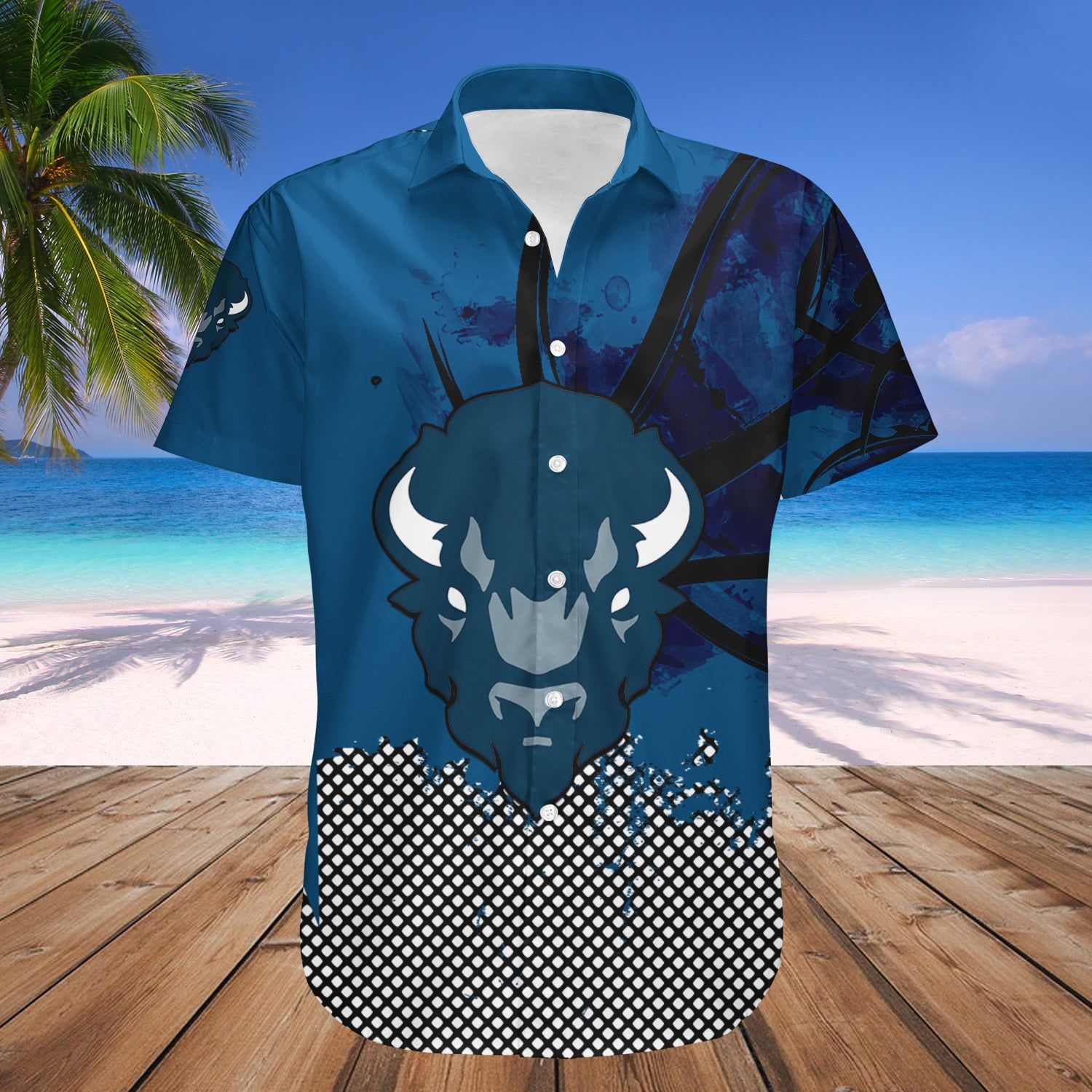 Howard Bison Hawaii Shirt Basketball Net Grunge Pattern – NCCA