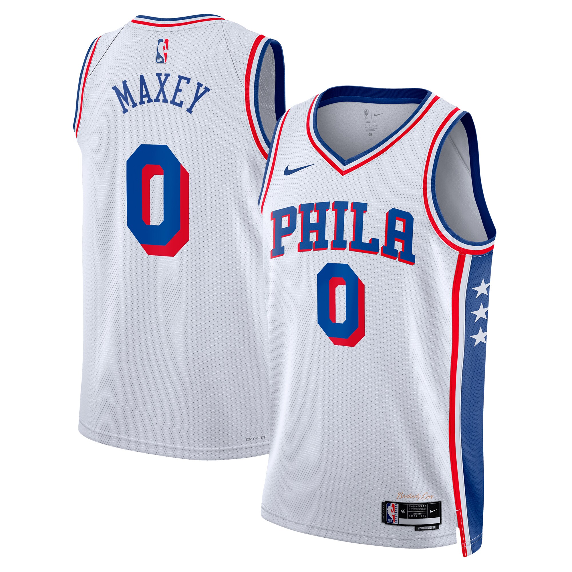 Philadelphia 76ers Association Edition Swingman Jersey – White – Tyrese Maxey – Unisex