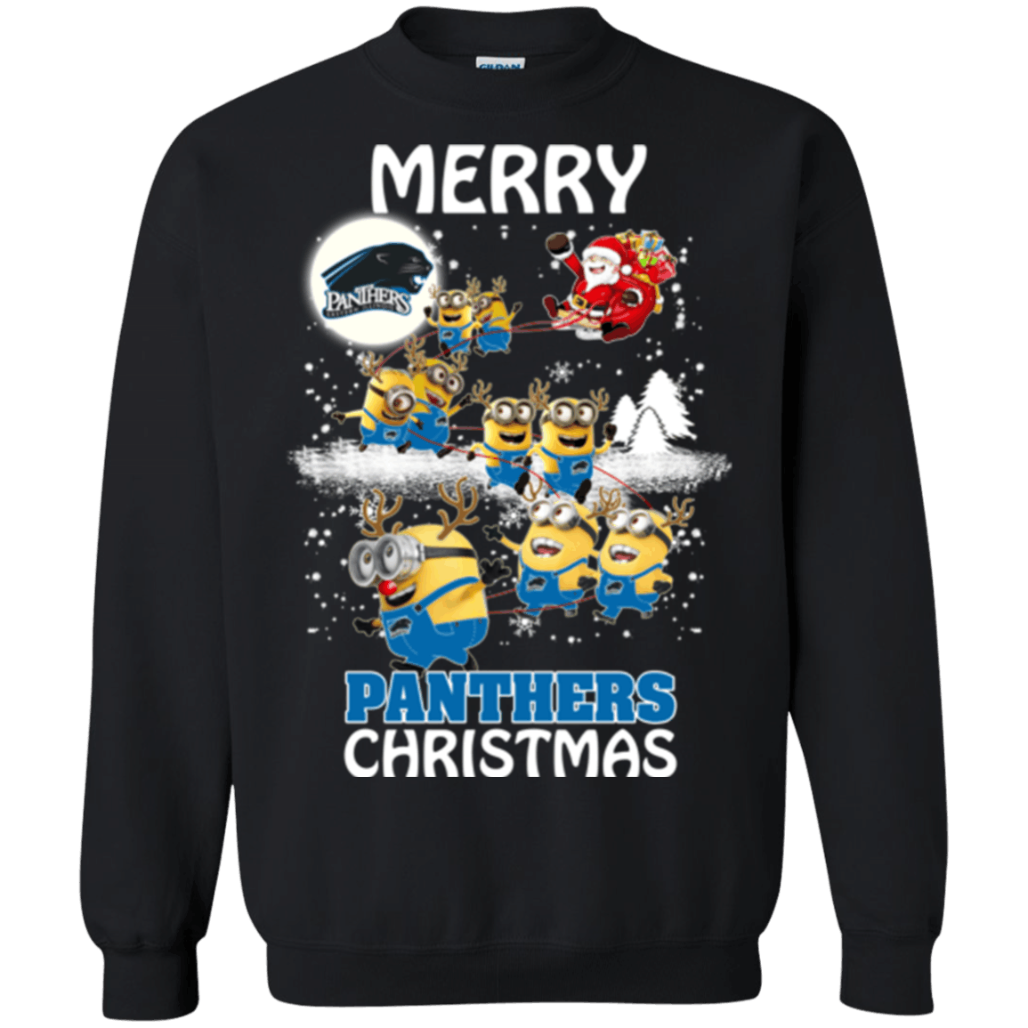 Excellent Eastern Illinois Panthers Minion Ugly Christmas Sweater 2023S Santa Claus With Sleigh Hoodies Sweatshirts