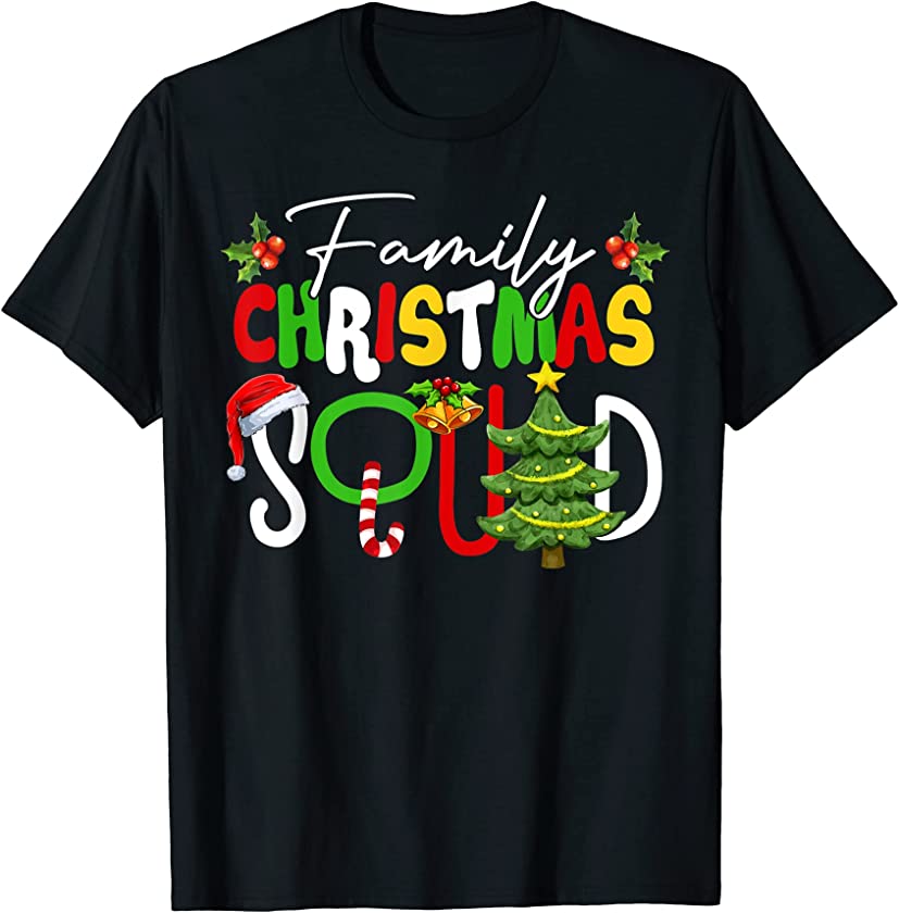 Santa Family Christmas Squad Candy Cane Xmas Tree Pajama T-Shirt