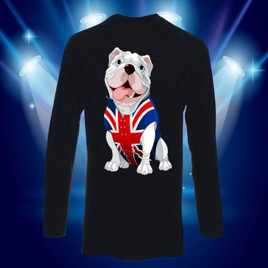 British Bulldog Long Sleeve T-shirt Union Jack Bull Dog Fashion Tops