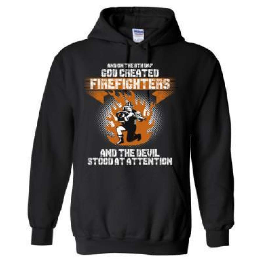 AGR And On The 8th Day God Created Firefighters And The Devil Stood At Attention – Heavy Blend™ Hooded Sweatshirt