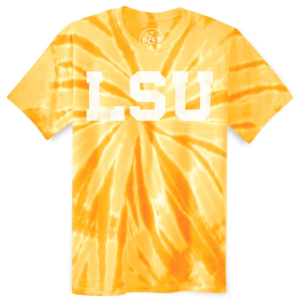 B&B Dry Goods Lsu Tigers Athletic Block Heavyweight Tie-Dye Youth T-Shirt – Gold Spiral